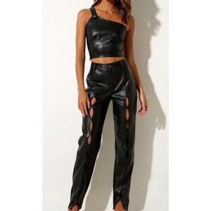 Motel Rocks Jacinta Faux Leather Pants Black Small